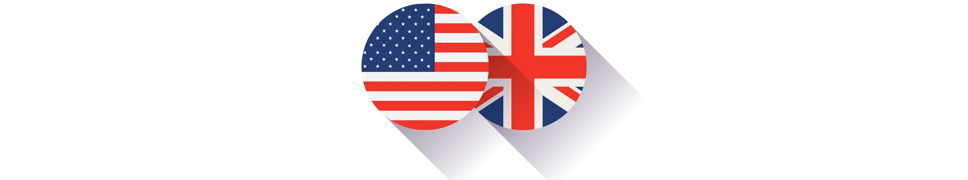 重なったアメリカ国旗とイギリス国旗のアイコン