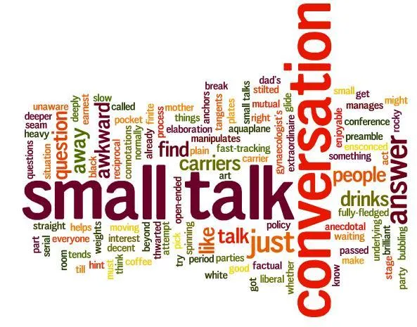 「small talk」「conversation」などの英単語を集めたワードクラウド