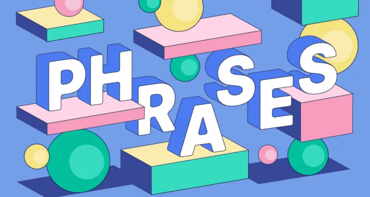 立体的な「PHRASES」の文字のイラスト
