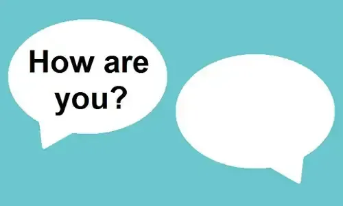 「How are you?」と書かれた吹き出しと、空白の吹き出し