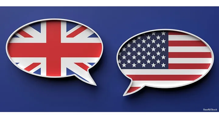 イギリス国旗とアメリカ国旗の柄の吹き出し