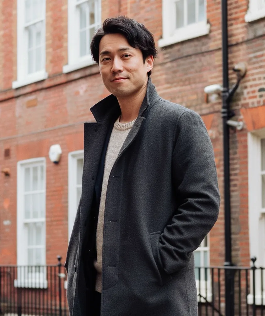 A PS English student photographed on a London street
