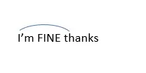 「I’m FINE thanks」のイントネーション図:fineで音が軽く上がる