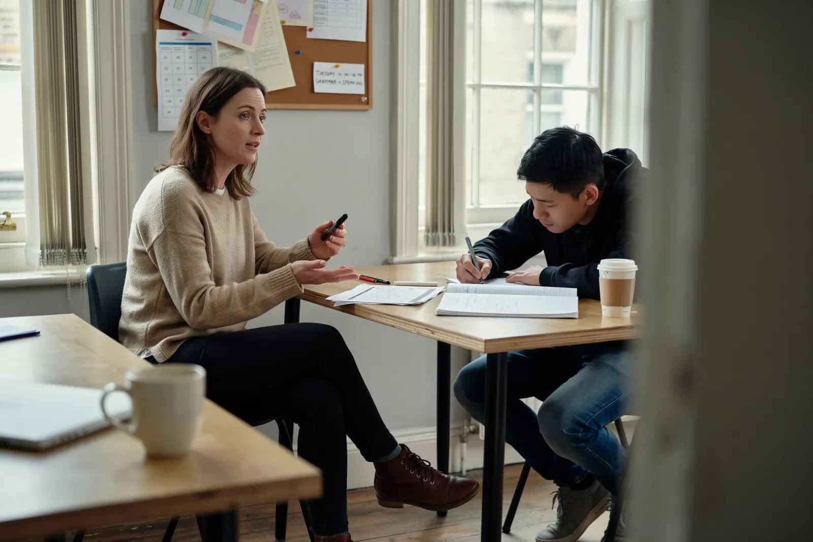 A one-to-one English lesson at the PS English teaching room in London
